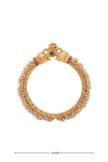 Buy_Nazaakat By Samara Singh_Gold Plated Pearls, Stones Tassel Jadau Bangles-Set of 2 