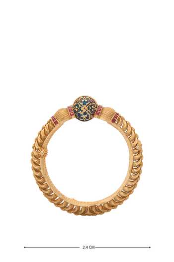 Buy_Nazaakat By Samara Singh_Gold Plated Stones, Embroidery Studded Jadau Bangles-Set of 2 