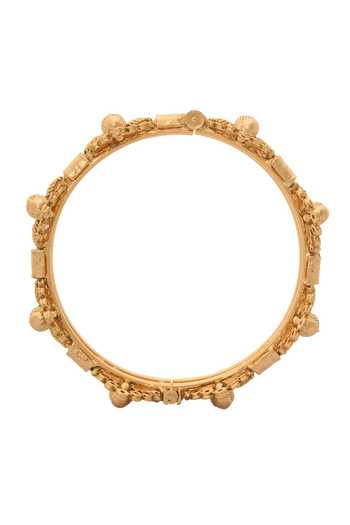Nazaakat By Samara Singh_Gold Plated Stones Carved Peacock Jadau Bangles-Set of 2 _at_Aza_Fashions