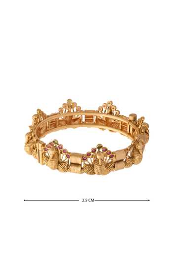 Buy_Nazaakat By Samara Singh_Gold Plated Stones Carved Peacock Jadau Bangles-Set of 2 