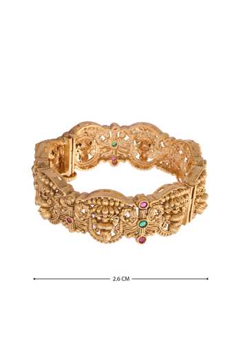 Buy_Nazaakat By Samara Singh_Gold Plated Stones Carved Laxmi Bangles-Set of 2 