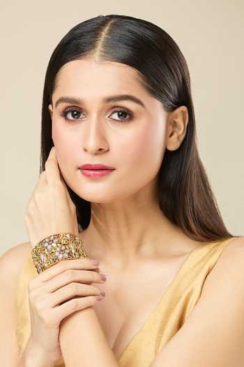 Nazaakat By Samara Singh Gold Plated Stones Carved Bride Jadau Bangles-Set of 2 Online at Aza Fashions Nazaakat By Samara Singh_Gold Plated Stones Carved Bride Jadau Bangles-Set of 2 _Online_at_Aza_Fashions
