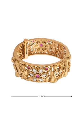 Buy Nazaakat By Samara Singh Gold Plated Stones Carved Bride Jadau Bangles-Set of 2 Buy_Nazaakat By Samara Singh_Gold Plated Stones Carved Bride Jadau Bangles-Set of 2