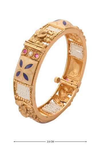 Buy Nazaakat By Samara Singh Gold Plated Stones, Beads Carved Embellished Bangles-Set of 2 Buy_Nazaakat By Samara Singh_Gold Plated Stones, Beads Carved Embellished Bangles-Set of 2
