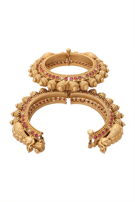 Nazaakat By Samara Singh Gold Plated Zari, Stones Jadau Embellished 2 Pcs Bangles Online at Aza Fashions Nazaakat By Samara Singh_Gold Plated Zari, Stones Jadau Embellished 2 Pcs Bangles _Online_at_Aza_Fashions