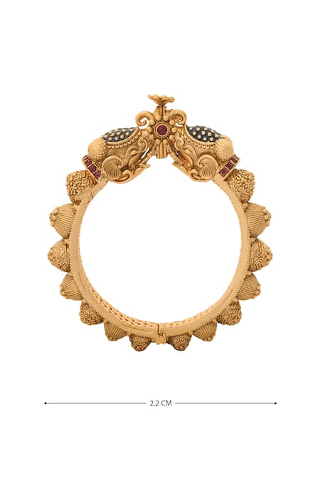 Nazaakat By Samara Singh_Gold Plated Zari Floral Embellished 2 Pcs Bangles _at_Aza_Fashions
