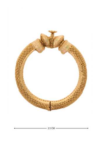 Nazaakat By Samara Singh Gold Plated Diamonds, Zari Floral Carved 2 Pcs Bangles at Aza Fashions Nazaakat By Samara Singh_Gold Plated Diamonds, Zari Floral Carved 2 Pcs Bangles _at_Aza_Fashions