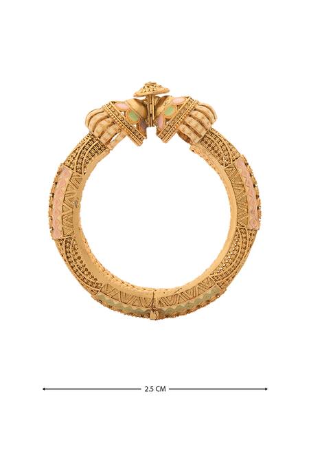 Nazaakat By Samara Singh_Gold Plated Zari Sphere Floral Carved 2 Pcs Bangles _at_Aza_Fashions