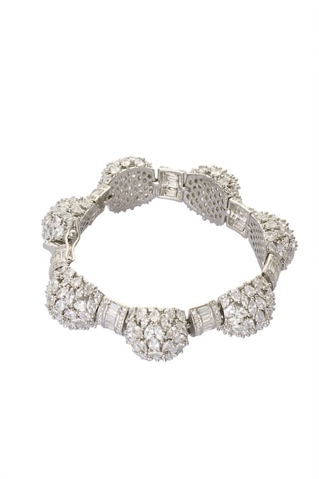 Shop Nazaakat By Samara Singh Silver Plated Imitation Diamonds Lab Embellished Bracelet at Aza Fashions Shop_Nazaakat By Samara Singh_Silver Plated Imitation Diamonds Lab Embellished Bracelet _at_Aza_Fashions