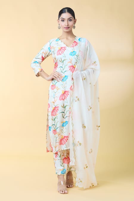 Kalakaari By Sagarika Floral Print Straight Kurta Pant Set 