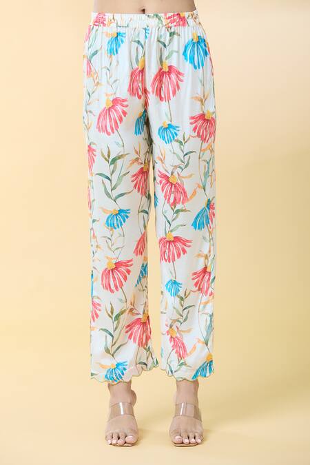 Buy Kalakaari By Sagarika Off White Organza, Embroidery Floral Print Straight Kurta Pant Set Online at Aza Fashions Buy_Kalakaari By Sagarika_Off White Organza, Embroidery Floral Print Straight Kurta Pant Set _Online_at_Aza_Fashions