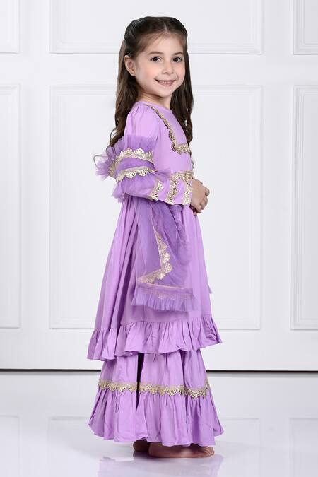 Buy The Pony & Peony Co. Purple Rayon, Chiffon Gota Patti Norah Lace Detailed Sharara Set Online at Aza Fashions Buy_The Pony & Peony Co._Purple Rayon, Chiffon Gota Patti Norah Lace Detailed Sharara Set _Online_at_Aza_Fashions