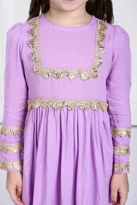 The Pony & Peony Co. Purple Rayon, Chiffon Gota Patti Norah Lace Detailed Sharara Set at Aza Fashions The Pony & Peony Co._Purple Rayon, Chiffon Gota Patti Norah Lace Detailed Sharara Set _at_Aza_Fashions