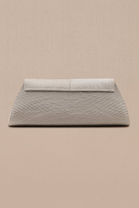 Shop_Ampm_Silver Textured Reba Metallic Clutch _at_Aza_Fashions