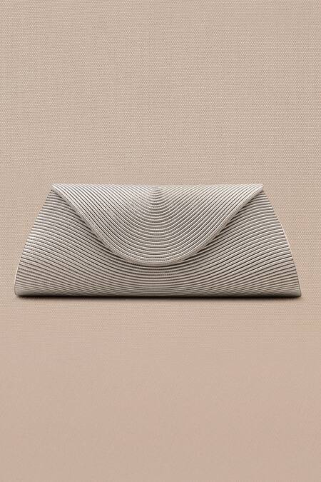 Buy_Ampm_Silver Textured Reba Metallic Clutch _Online_at_Aza_Fashions