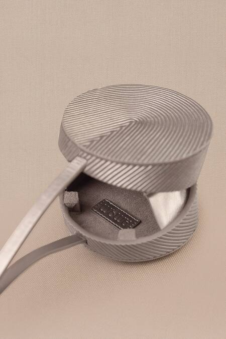 Ampm_Silver Linea Metallic Round Sling Bag _Online_at_Aza_Fashions