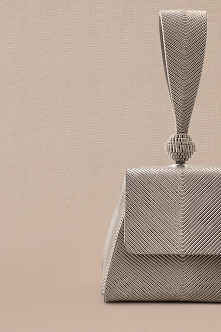 Buy_Ampm_Silver Aiday Metallic Textured Wristlet Bag _Online_at_Aza_Fashions