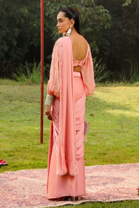 Ajiesh Oberoi Ayesha Embellished Pre-Draped Saree With Blouse 