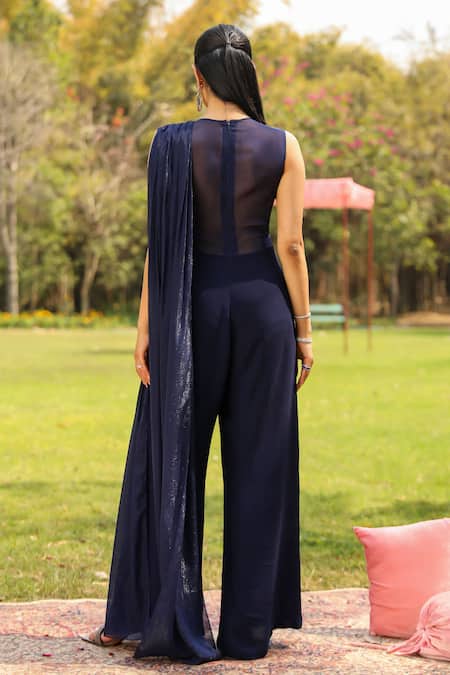 Ajiesh Oberoi Sanam Floral Embroidered Draped Jumpsuit 