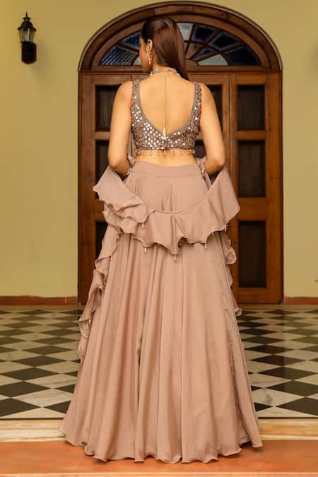 Shop Ajiesh Oberoi Pink Organza, Lurex Beads, Pearls Sweetheart Neck Saanvi Flared Lehenga Set at Aza Fashions Shop_Ajiesh Oberoi_Pink Organza, Lurex Beads, Pearls Sweetheart Neck Saanvi Flared Lehenga Set _at_Aza_Fashions