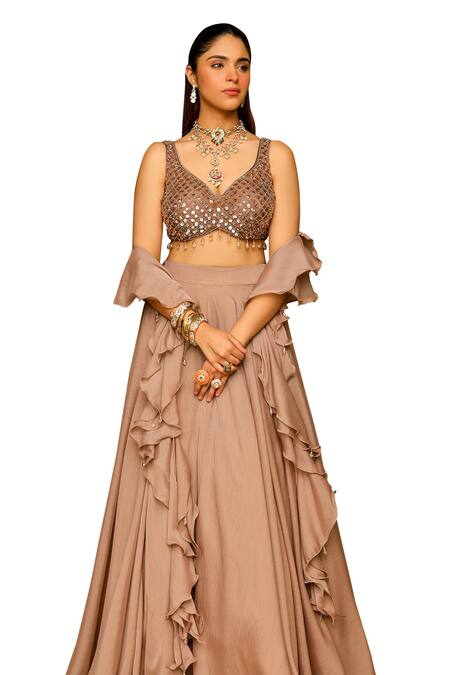 Buy Ajiesh Oberoi Pink Organza, Lurex Beads, Pearls Sweetheart Neck Saanvi Flared Lehenga Set Online at Aza Fashions Buy_Ajiesh Oberoi_Pink Organza, Lurex Beads, Pearls Sweetheart Neck Saanvi Flared Lehenga Set _Online_at_Aza_Fashions