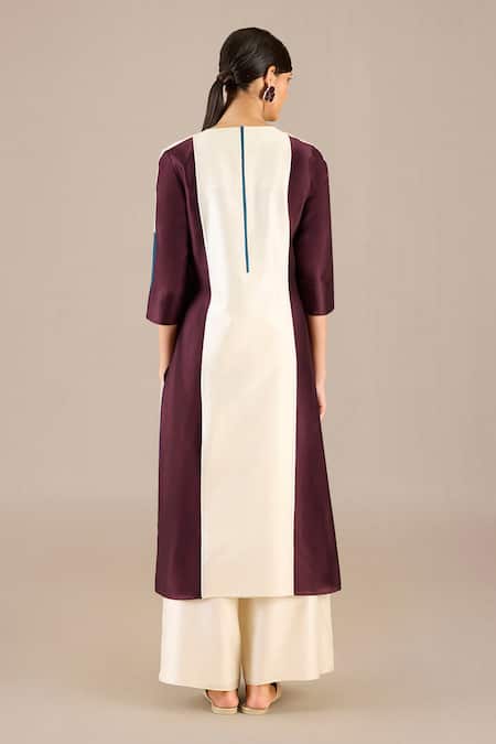 Buy Ampm Purple Chanderi Round Neck Araiah Knife Pleat Detailed Kurta Set Online at Aza Fashions Buy_Ampm_Purple Chanderi Round Neck Araiah Knife Pleat Detailed Kurta Set _Online_at_Aza_Fashions