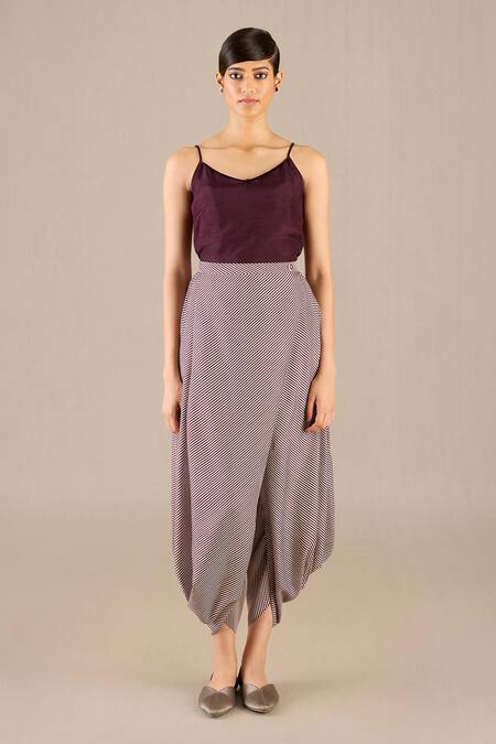 Shop Ampm Purple Silk Open Neck, Round Safiya Stripe Detailed Jacket With Dhoti Pant Set Online at Aza Fashions Shop_Ampm_Purple Silk Open Neck, Round Safiya Stripe Detailed Jacket With Dhoti Pant Set _Online_at_Aza_Fashions