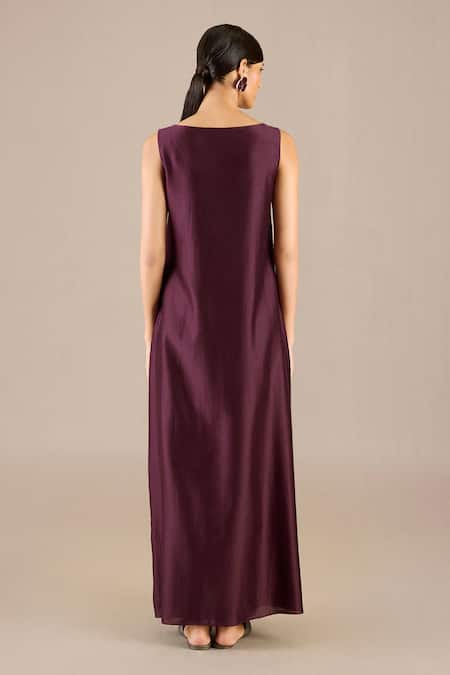 Buy Purple Chanderi Open Round Liyah Contrast Detailed Jacket