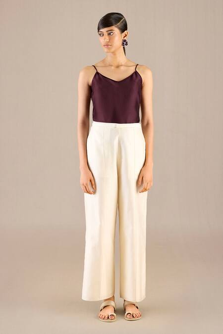 Buy_Ampm_Purple Chanderi 70 Woven Stripe  Collar Dariya Pant Set _Online_at_Aza_Fashions