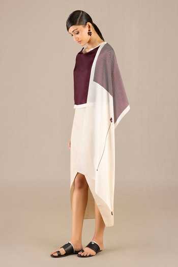 Shop Ampm Purple Amora Color-block Scarf at Aza Fashions Shop_Ampm_Purple Amora Color-block Scarf _at_Aza_Fashions