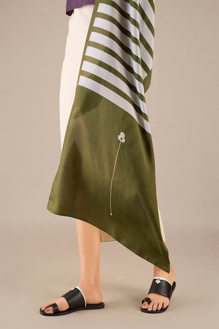 Ampm_Green Irela Color-block Scarf _Online_at_Aza_Fashions