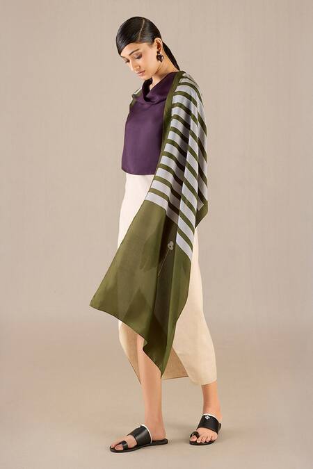 Buy_Ampm_Green Irela Color-block Scarf _Online_at_Aza_Fashions