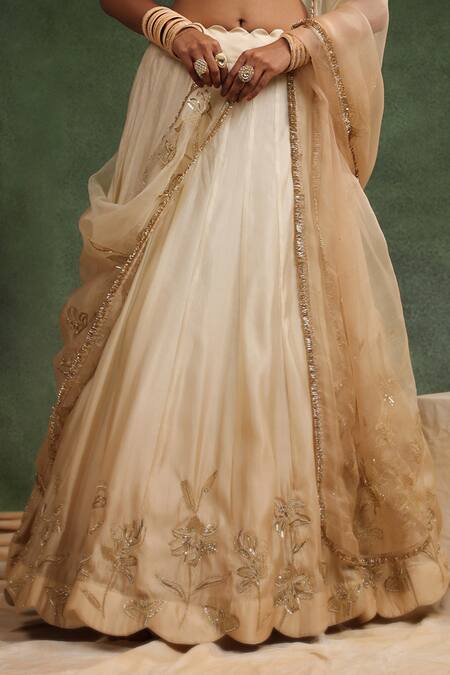 Buy Charu Makkar Beige Silk Organza Sequins, Beads Mull It Over Embroidered Lehenga Set Online at Aza Fashions Buy_Charu Makkar_Beige Silk Organza Sequins, Beads Mull It Over Embroidered Lehenga Set _Online_at_Aza_Fashions