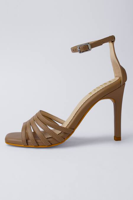 House Of Prisca_Brown Nexi Vegan Leather Heels_Online_at_Aza_Fashions