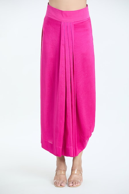 Buy Anamika Khanna Fuchsia Silk Embroidery, Sequins Round Neck Kaftan And Draped Skirt Set Online at Aza Fashions Buy_Anamika Khanna_Fuchsia Silk Embroidery, Sequins Round Neck Kaftan And Draped Skirt Set_Online_at_Aza_Fashions