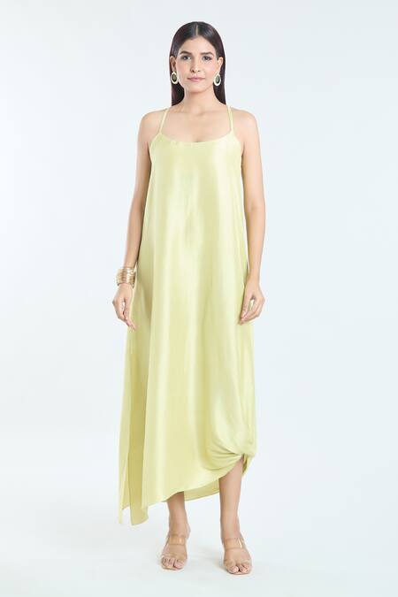 Anamika Khanna Yellow Silk Tassels, Lace V-neck Embroidered Yoke Kaftan at Aza Fashions Anamika Khanna_Yellow Silk Tassels, Lace V-neck Embroidered Yoke Kaftan_at_Aza_Fashions