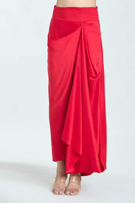 Anamika Khanna_Blue Cotton Beads One Shoulder Embellished Tunic And Skirt Set_at_Aza_Fashions