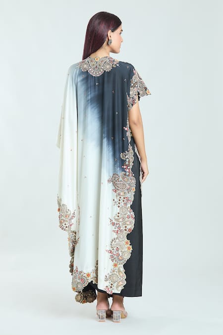 Anamika Khanna Paisley Embroidered Kaftan & Draped Skirt Set 