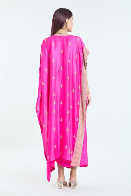 Anamika Khanna Floral Embroidered Kaftan & Draped Skirt Set 