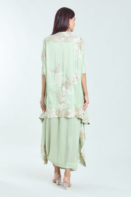 Anamika Khanna Resham Embroidered Kaftan & Skirt Set 