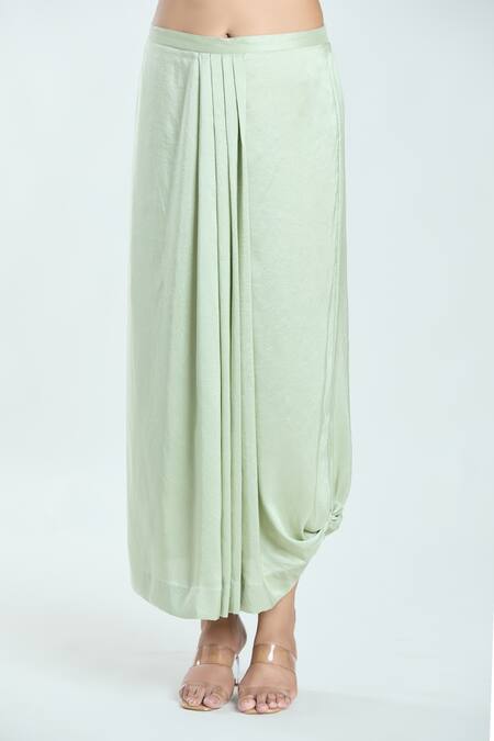 Anamika Khanna Green Cotton Embroidery V-neck Resham Kaftan And Skirt Set Online at Aza Fashions Anamika Khanna_Green Cotton Embroidery V-neck Resham Kaftan And Skirt Set_Online_at_Aza_Fashions