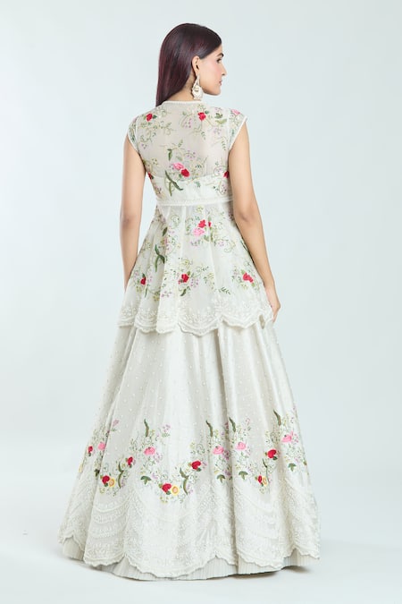 Anushree Reddy Airah Embroidered Peplum Jacket & Lehenga Set 