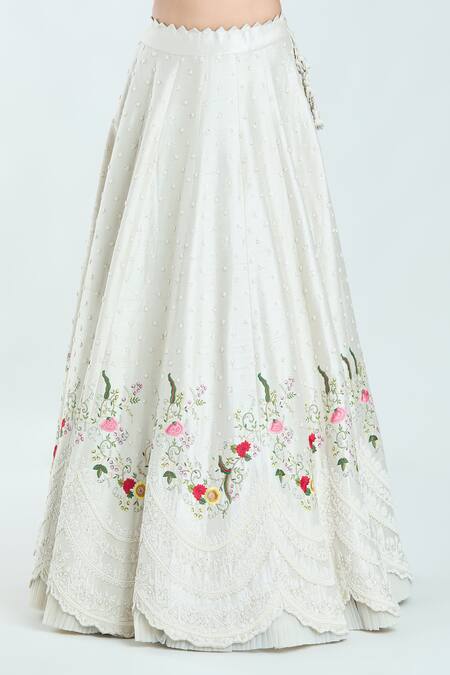 Anushree Reddy_Grey Silk, Organza Embroidery, Pearls, Airah Peplum Jacket And Lehenga Set _Online_at_Aza_Fashions