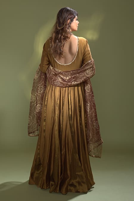 Aurul Embellished Neck Anarkali With Dupatta 