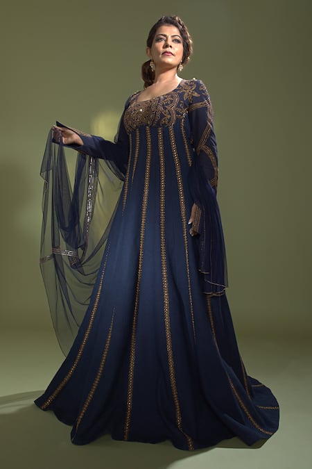 Aurul Embellished Yoke Anarkali With Dupatta 