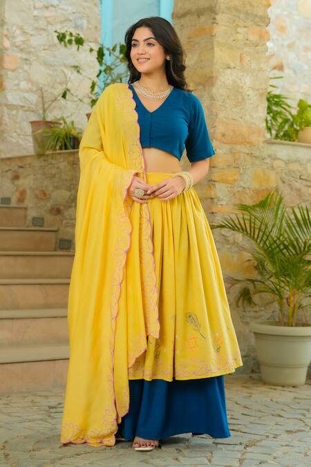 Pheeta Bhan Hand Painted Lehenga Set 