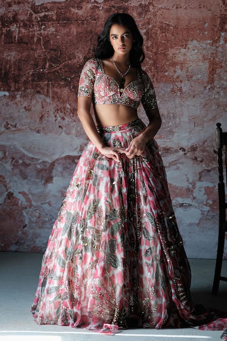 Mahima Mahajan Ashvi Floral Print & Embroidered Lehenga Set 