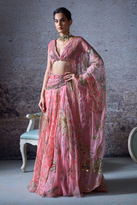 Mahima Mahajan Dua Floral Print Gathered Lehenga Set 