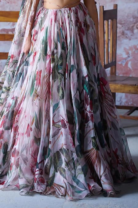 Mahima Mahajan Pink Organza Embroidery, Sequins, Mirrors Myra Bloom Print Lehenga Set Online at Aza Fashions Mahima Mahajan_Pink Organza Embroidery, Sequins, Mirrors Myra Bloom Print Lehenga Set _Online_at_Aza_Fashions