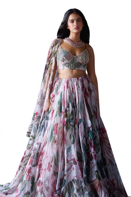 Buy Mahima Mahajan Pink Organza Embroidery, Sequins, Mirrors Myra Bloom Print Lehenga Set Online at Aza Fashions Buy_Mahima Mahajan_Pink Organza Embroidery, Sequins, Mirrors Myra Bloom Print Lehenga Set _Online_at_Aza_Fashions